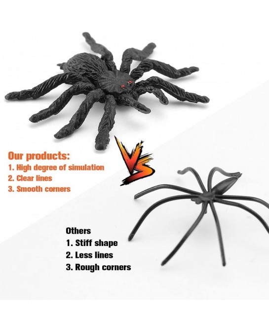 Laivomda 60 Pcs Plastic Spiders for Halloween Decorations & Party Decors Realistic Spiders Bulk Fake Spiders Halloween Prank ...