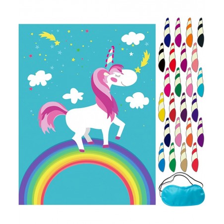 Pin The Tail Party Games - 24 Reusable Horns - Unicorn Party Supplies 21'' X 28'' Pin The Tail On The Unicorn Birthday Gift P...