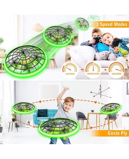 Drone Toys for Kids Cool Gifts for Boys and Girls Mini Drone with Green LED Light RC Drone with 3D Flips Headless Mode Altitu...