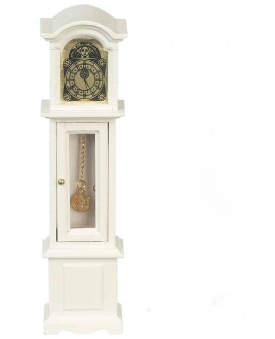Dolls House White Grandfather Clock Miniature Wooden Hall Furniture 1:12 Scale $46.74 Dollhouse Accessories