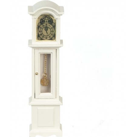 Dolls House White Grandfather Clock Miniature Wooden Hall Furniture 1:12 Scale $46.74 Dollhouse Accessories
