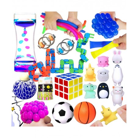 Bundle Sensory Fidget Toys Set [ 36 PCS ] Stress Relief and Anti-Anxiety Fidget Toy Pack for Kids and Adults Liquid Motion Ti...