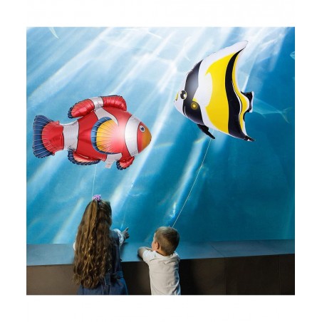 10 Pieces Ocean Animals Foil Balloons Large Ocean Animals Balloons Cartoon Fish Balloons Foil Balloons for Boys and Girls Bir...