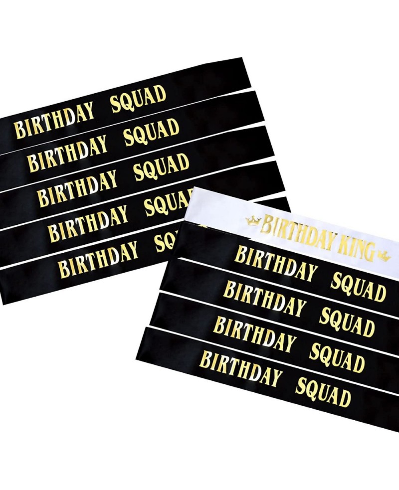 Birthday King and Birthday Squad Sashes Kit 10 PCS White and Black Fun Birthday Sashes for Men Funny Birthday Gifts Favors Pa...