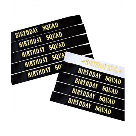 Birthday King and Birthday Squad Sashes Kit 10 PCS White and Black Fun Birthday Sashes for Men Funny Birthday Gifts Favors Pa...
