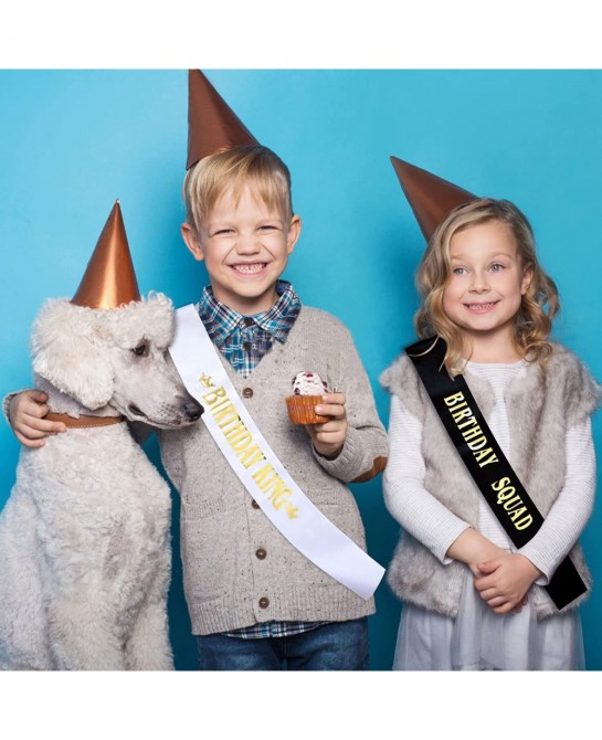 Birthday King and Birthday Squad Sashes Kit 10 PCS White and Black Fun Birthday Sashes for Men Funny Birthday Gifts Favors Pa...
