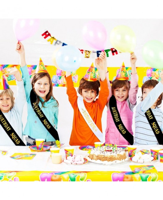 Birthday King and Birthday Squad Sashes Kit 10 PCS White and Black Fun Birthday Sashes for Men Funny Birthday Gifts Favors Pa...