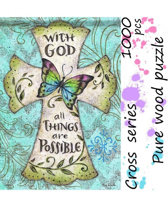 Wooden Adult Jigsaw 1000 Piece Christian Cross Very Challenging Adult and Teen Casual Jigsaw Puzzle Large Size Puzzle(1A36) $...
