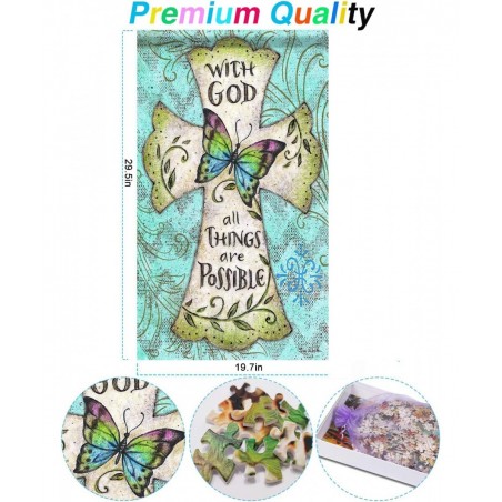 Wooden Adult Jigsaw 1000 Piece Christian Cross Very Challenging Adult and Teen Casual Jigsaw Puzzle Large Size Puzzle(1A36) $...