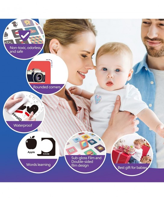Black and White High Contrast Baby Toys Infant Tummy Time Newborn Toys Can Be Bitten and Tear Not Rotten Paper 64PCS 128Page ...