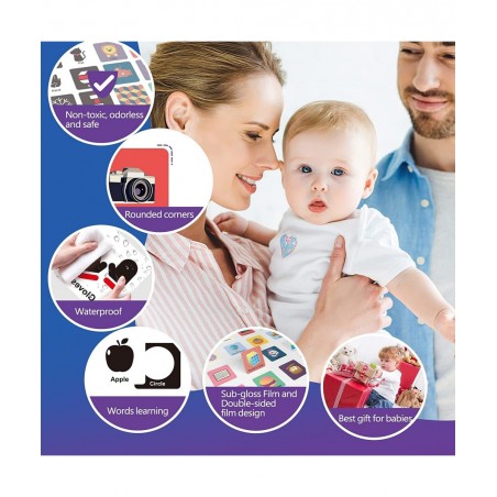 Black and White High Contrast Baby Toys Infant Tummy Time Newborn Toys Can Be Bitten and Tear Not Rotten Paper 64PCS 128Page ...