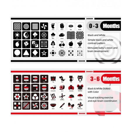 Black and White High Contrast Baby Toys Infant Tummy Time Newborn Toys Can Be Bitten and Tear Not Rotten Paper 64PCS 128Page ...
