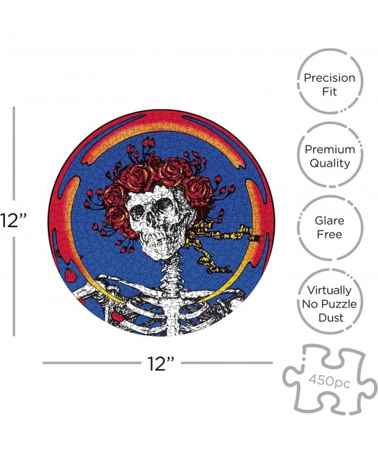 Grateful Dead Skull & Roses Record Disc Puzzle (450 Piece Jigsaw Puzzle) - Glare Free - Precision Fit - Officially Licensed M...