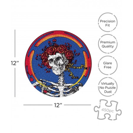 Grateful Dead Skull & Roses Record Disc Puzzle (450 Piece Jigsaw Puzzle) - Glare Free - Precision Fit - Officially Licensed M...