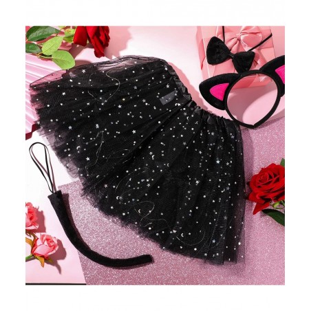 Cat Costume Set Includes Cat Ears and Tail Set LED Light Tutu Skirt Bowtie Headband Kitten Costume for Girls Cosplay Dress Pa...