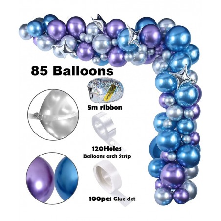 109PCS Outer Space Birthday Party Decoration Metallic Balloon Garland Arch Kit with Happy Birthday Galaxy Rocket Astronaut Mo...