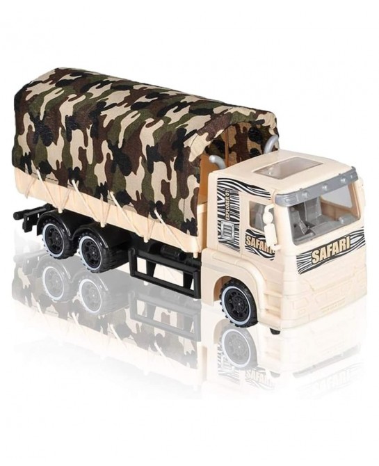 Push and Go Transportation Safari Truck - Unique Animal Figurines Storage - Durable Plastic Truck with Fabric Cover - Best Bi...