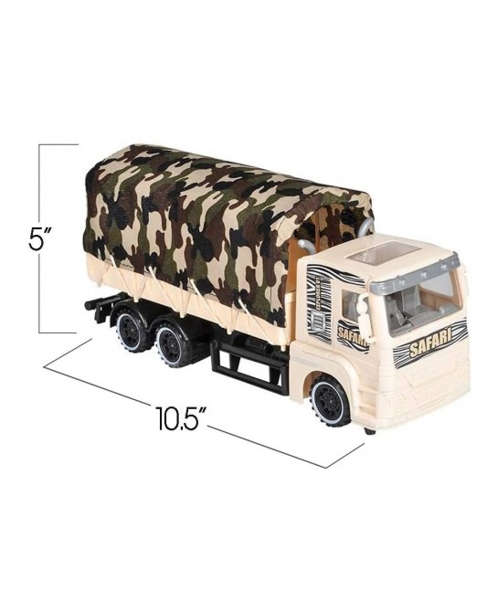 Push and Go Transportation Safari Truck - Unique Animal Figurines Storage - Durable Plastic Truck with Fabric Cover - Best Bi...