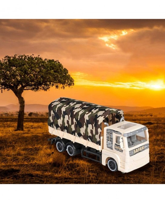 Push and Go Transportation Safari Truck - Unique Animal Figurines Storage - Durable Plastic Truck with Fabric Cover - Best Bi...