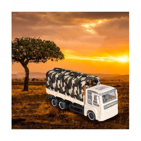Push and Go Transportation Safari Truck - Unique Animal Figurines Storage - Durable Plastic Truck with Fabric Cover - Best Bi...