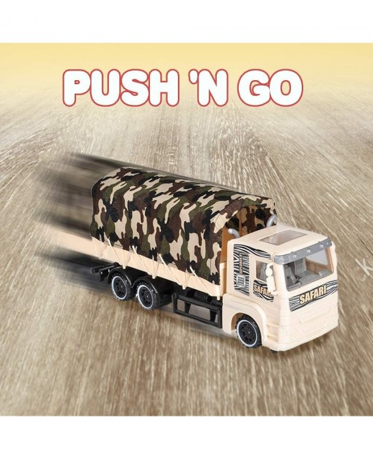 Push and Go Transportation Safari Truck - Unique Animal Figurines Storage - Durable Plastic Truck with Fabric Cover - Best Bi...