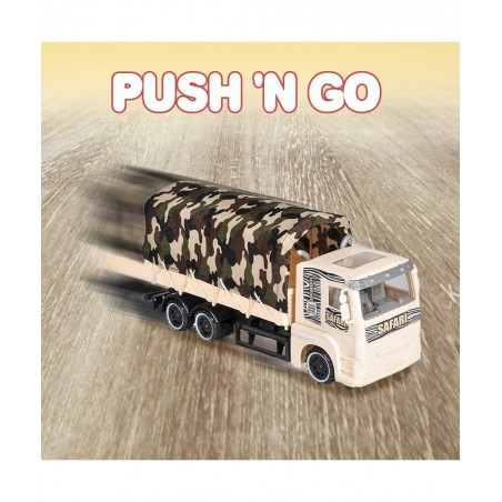 Push and Go Transportation Safari Truck - Unique Animal Figurines Storage - Durable Plastic Truck with Fabric Cover - Best Bi...