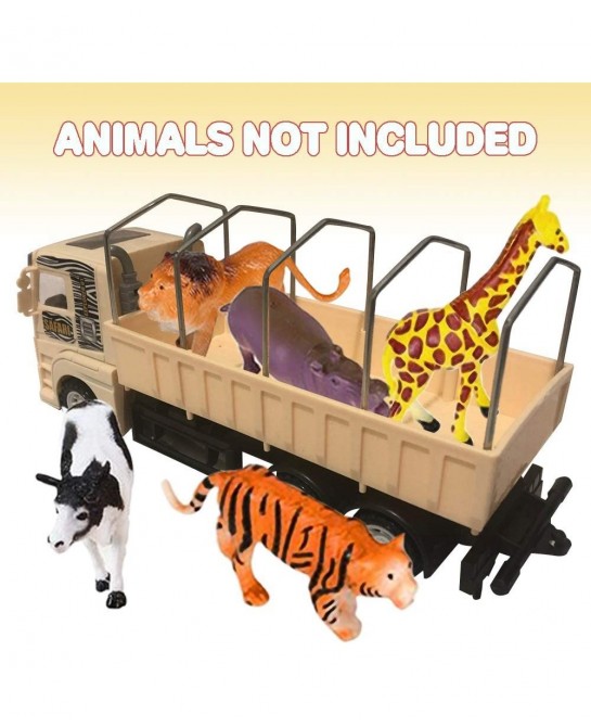 Push and Go Transportation Safari Truck - Unique Animal Figurines Storage - Durable Plastic Truck with Fabric Cover - Best Bi...
