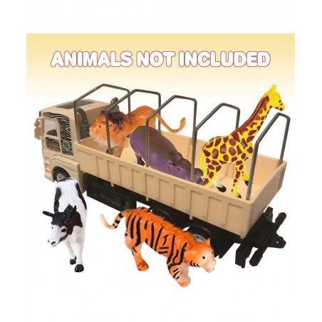 Push and Go Transportation Safari Truck - Unique Animal Figurines Storage - Durable Plastic Truck with Fabric Cover - Best Bi...