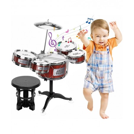 Toddler Musical Drum Toy Set - Jazz Roak Drum Kit Musical Instruments Toy Christmas Party Birthday Gift for Beginners Boys Gi...