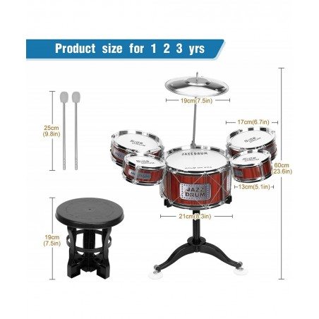 Toddler Musical Drum Toy Set - Jazz Roak Drum Kit Musical Instruments Toy Christmas Party Birthday Gift for Beginners Boys Gi...