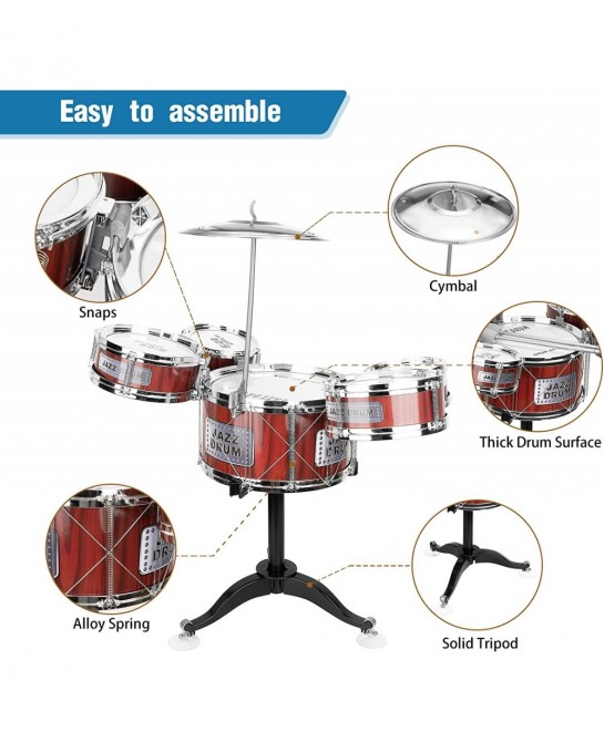 Toddler Musical Drum Toy Set - Jazz Roak Drum Kit Musical Instruments Toy Christmas Party Birthday Gift for Beginners Boys Gi...