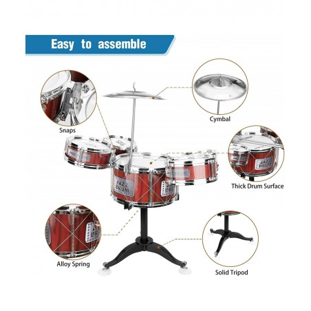 Toddler Musical Drum Toy Set - Jazz Roak Drum Kit Musical Instruments Toy Christmas Party Birthday Gift for Beginners Boys Gi...