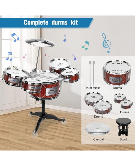 Toddler Musical Drum Toy Set - Jazz Roak Drum Kit Musical Instruments Toy Christmas Party Birthday Gift for Beginners Boys Gi...