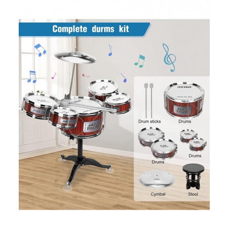 Toddler Musical Drum Toy Set - Jazz Roak Drum Kit Musical Instruments Toy Christmas Party Birthday Gift for Beginners Boys Gi...