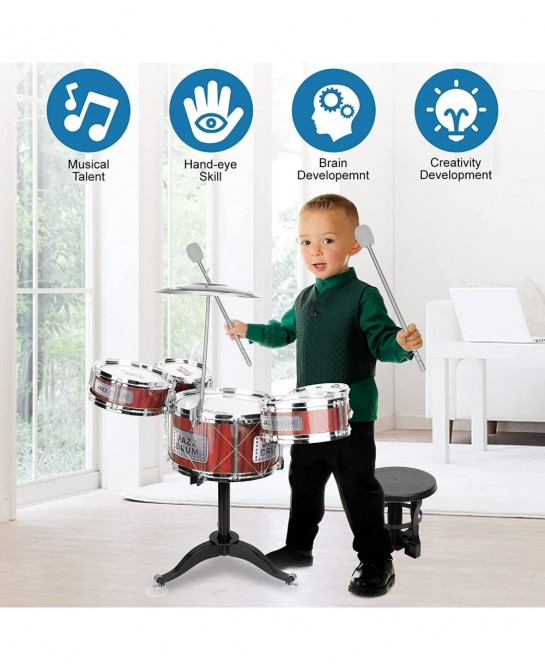 Toddler Musical Drum Toy Set - Jazz Roak Drum Kit Musical Instruments Toy Christmas Party Birthday Gift for Beginners Boys Gi...