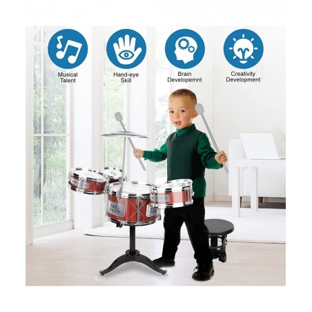 Toddler Musical Drum Toy Set - Jazz Roak Drum Kit Musical Instruments Toy Christmas Party Birthday Gift for Beginners Boys Gi...