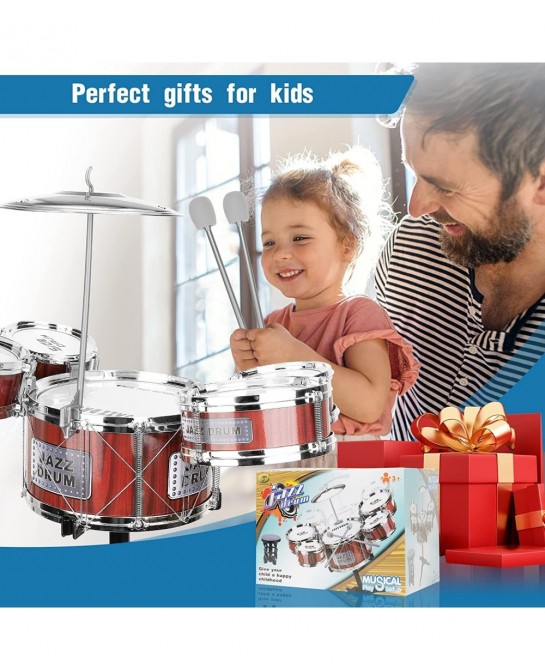 Toddler Musical Drum Toy Set - Jazz Roak Drum Kit Musical Instruments Toy Christmas Party Birthday Gift for Beginners Boys Gi...