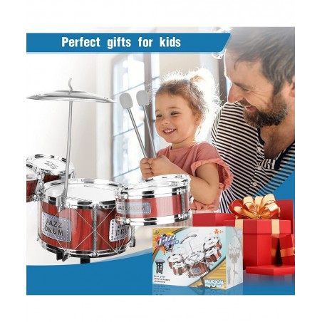 Toddler Musical Drum Toy Set - Jazz Roak Drum Kit Musical Instruments Toy Christmas Party Birthday Gift for Beginners Boys Gi...