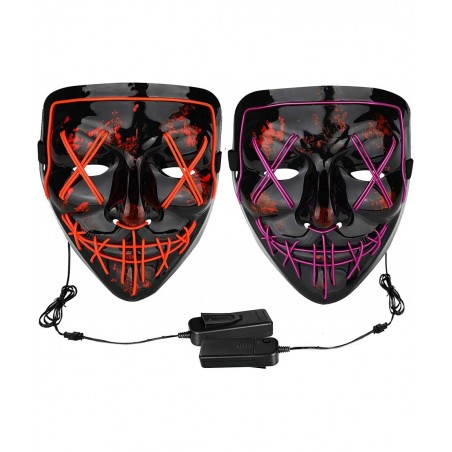 Halloween Mask LED Light up Mask Red Bundle with Purple for Festival Cosplay Halloween Costume Masquerade Parties $44.95 Kids...