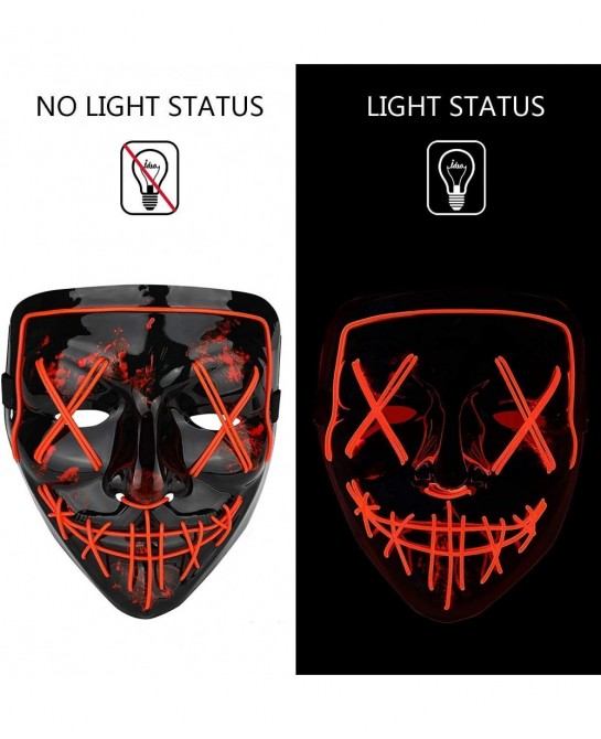 Halloween Mask LED Light up Mask Red Bundle with Purple for Festival Cosplay Halloween Costume Masquerade Parties $44.95 Kids...