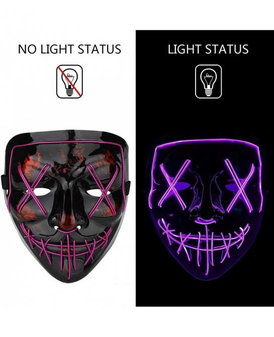 Halloween Mask LED Light up Mask Red Bundle with Purple for Festival Cosplay Halloween Costume Masquerade Parties $44.95 Kids...