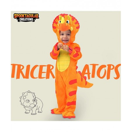 Orange Child Dinosaur Triceratops Costume for Kids Toddler Halloween Trick or Treating -S $50.18 Kids' Costumes