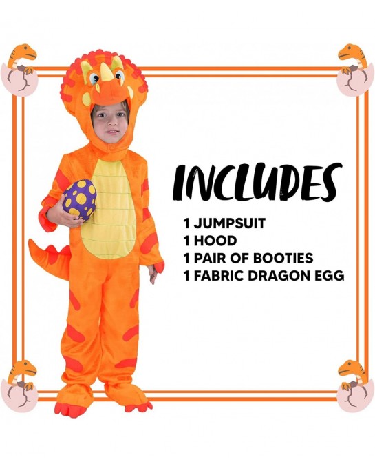 Orange Child Dinosaur Triceratops Costume for Kids Toddler Halloween Trick or Treating -S $50.18 Kids' Costumes