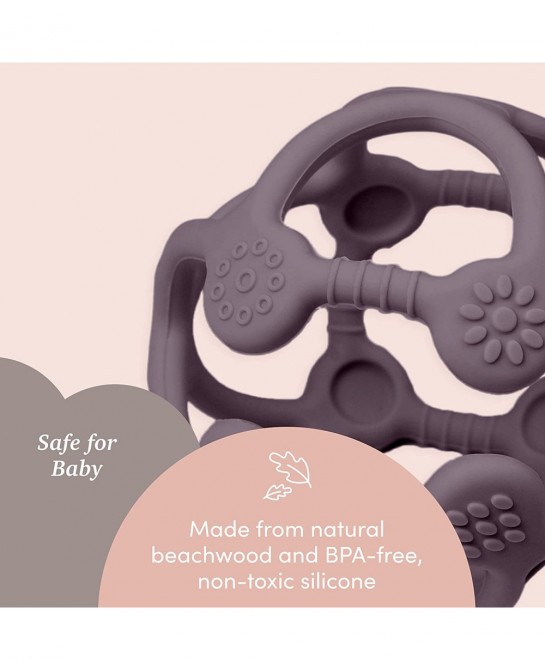 Sleeping Baby Teether - Multi Textured Non-Toxic Silicone - BPA-Free - Dark Purple Ball $16.35 Baby Teether Toys