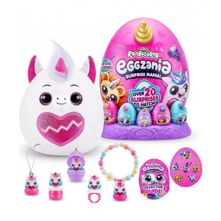 Eggzania Surprise Mania Series 1 (Unicorn) by ZURU Collectible Plush Stuffed Animal Surprise Eggs 5 Mini Eggs Stickers DIY Je...