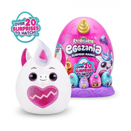 Eggzania Surprise Mania Series 1 (Unicorn) by ZURU Collectible Plush Stuffed Animal Surprise Eggs 5 Mini Eggs Stickers DIY Je...