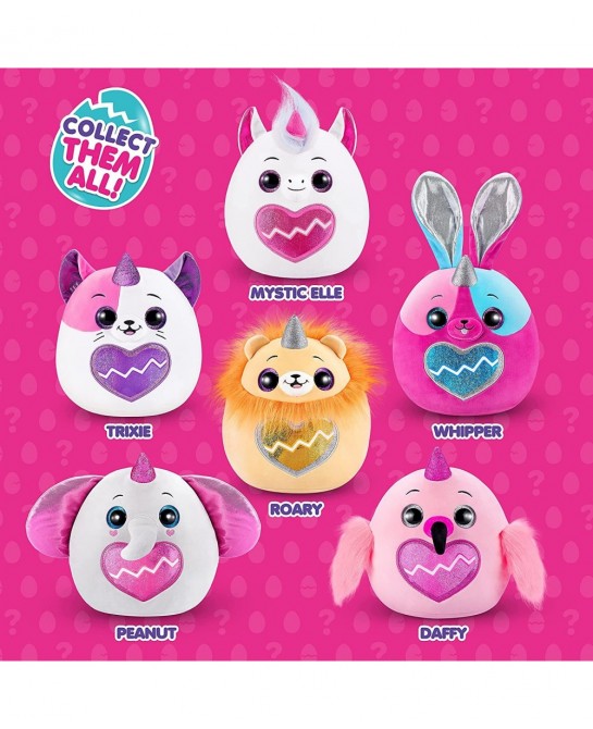 Eggzania Surprise Mania Series 1 (Unicorn) by ZURU Collectible Plush Stuffed Animal Surprise Eggs 5 Mini Eggs Stickers DIY Je...