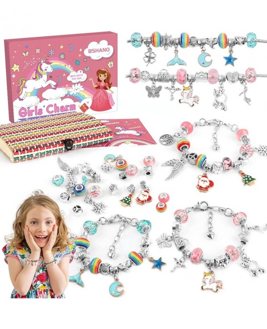 Unicorn Gifts for Girls Jewelry Making Kit - Kids Toys Arts Crafts for Kids Age 6 7 8 9 10+ Year Old Charm Bracelet Making Su...