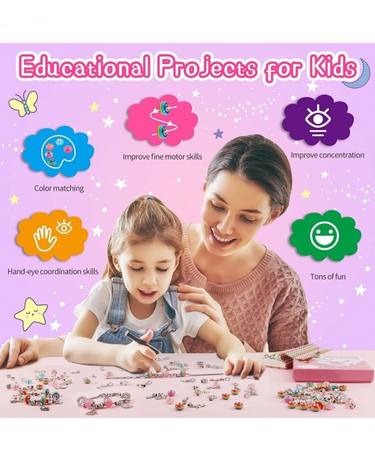 Unicorn Gifts for Girls Jewelry Making Kit - Kids Toys Arts Crafts for Kids Age 6 7 8 9 10+ Year Old Charm Bracelet Making Su...