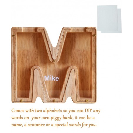 Personalized Letter Wood Piggy Bank Alphabet Piggy Bank for Kids Alphabet Letter Storage Tank Personalized Letters Coin Bank ...